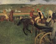 Edgar Degas On the race place Jockeys next to a carriage oil painting reproduction